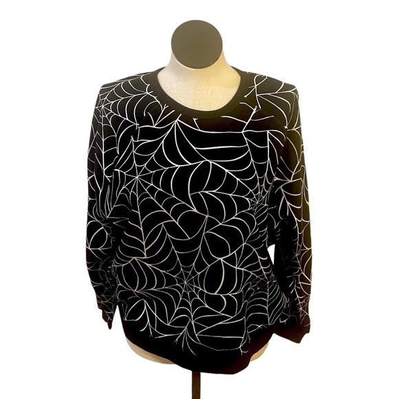 Grayson/Threads sweatshirt Spider Web Superwoman Black White pullover Plus XXL - Picture 8 of 8